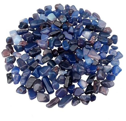 ginojex Aquarium Fish Tank Kies Dekorative Steine 435g natürliche zerkleinerte Kiese poliert unregelmäßig geformte Masse Vase Füller saftige Steine - Blau