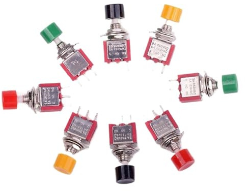 Interruptor pulsador momentáneo CA 2 A 250 V/5 A 120 V NO/NC(Red)