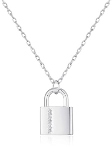 Philip Jones Silver Plated Padlock Necklace Created with Zircondia® Crystals