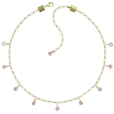 Konplott: Collier Tutui shinny brass, verspieltes modernes Figaro-Collier mit hängenden Kristallsteinen, für Damen/Frauen