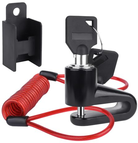 FICOFISE Lucchetto antifurto per freno a disco, impermeabile e portatile, con cavo promemoria da 1,15 m, 2 chiavi, 1 telaio, per scooter, ciclomotore, motocross, bicicletta e moto