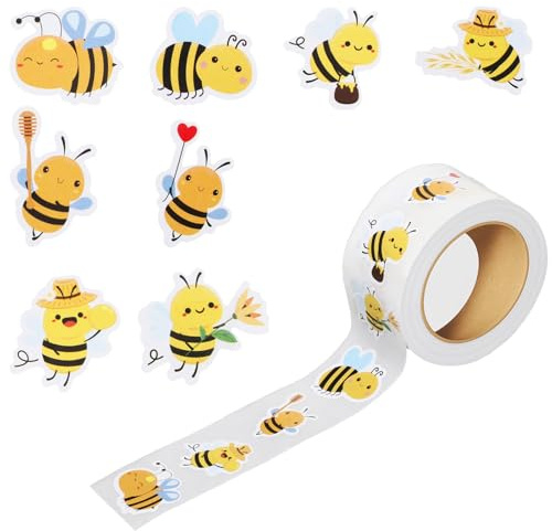 500Stk Biene Aufkleber,Biene Belohnungsaufkleber,Kleine Bienen Aufkleber,Bienen Aufklebers Rolle,Wasserfest Aufklebers Bienes,Bienes Aufklebe Tiere Kinder Bee Sticker für Scrapbooking DIY Handwerk