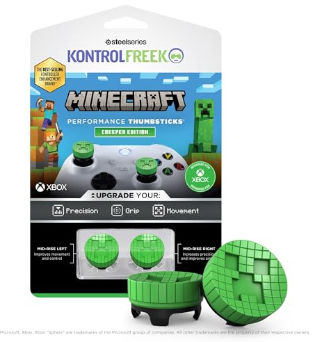 KontrolFreek Minecraft Creeper Edition Xbox Stick Aufsätze | Offiziell Lizenzierte Controller Grips für Xbox Series X|S & Xbox One | 2X Mid-Rise für Bauen & Erkunden