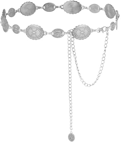 Alaoo Cintura da Sonna in Metallo, Cintura Gioiello Donna, 130cm, Argento, A