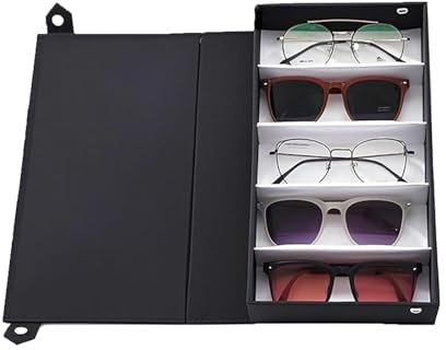 Blleshelfl Brillen Aufbewahrung, Brillenetui für Sonnenbrillen, Brillen Aufbewahrungsbox mit 5 Fächern, Brillen Aufbewahrungsbox für Brillen und Kleine Gegenstände