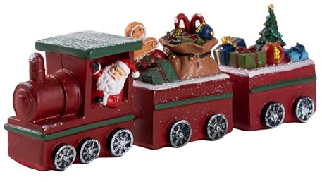 MZRAN Figura de Papá Noel de resina ChrisTrain Arreglos de invierno con resaltado de invierno, exhibición de ventana, función de fiesta, decoración de tren de Papá Noel