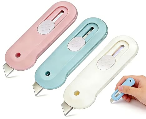 Forbabe 4 Pièces Ouvre-Lettres Cutter Petit Mini Cutter Couteau Portable Petit Couteau Universel Rétractable Papeterie Couteau Adapté à La Découpe De Carton Emballage Papier Ouverture De Paquet