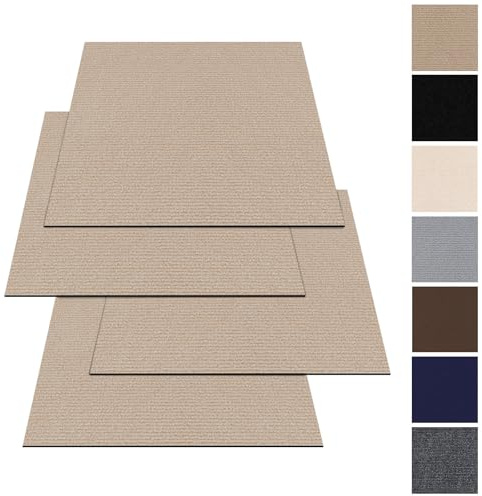 Piastrelle per tappeti, autoadesive, 30 x 30 cm, set da 10 pezzi, 0,9 m², per tappeti, piastrelle con copertura posteriore, resistente tappeto per casa, ufficio, commerciale, marrone chiaro
