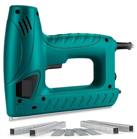 Grapadora, Pistola grapadora eléctrica, pistola de clavos 2 en 1, clavadora/grapadora Brad con contacto de seguridad for tapicería ligera, bricolaje y hogar