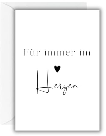WBdesignz Beileidskarte „Für immer im Herzen“ mit weißem Umschlag – edle Trauerkarte mit Herzmotiv – Hochwertige Erinnerungskarte für Anteilnahme, Liebe, Beerdigung & Erinnerung (DIN A6)