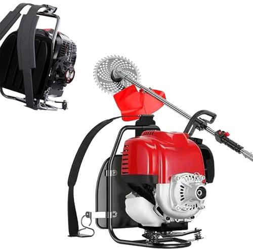 Desbrozadora De Mochila A Gasolina 1000W 4 Tiempos Y Máquina Deshierbe, Motocultor Cortasetos Cortacésped 35.8CC Deshierbe Labranza Cosecha Limpieza Zanjas Terreno Agrícola