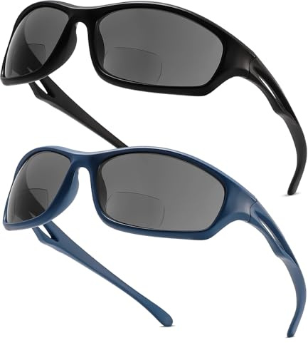 Viseng Occhiali da Lettura Sole Bifocali Sportivi Polarizzati Occhiali da Bicicletta e Guida Protezione UV400 Unisex per Uomo e Donna Nero e blu 3.0