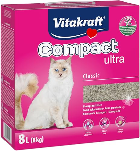 Vitakraft Compact Ultra, Katzenstreu, Nicht klumpendes Streu, saubere und einfache Entfernung (1x 8kg)