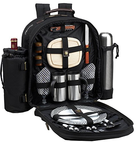 Picnic at Ascot Original Equipped 2 Person Picnic Backpack with Coffee Service, Cooler & Insulated Wine Holder - Designed & Assembled in the USA