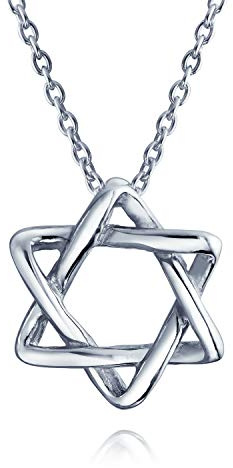 Bling Jewelry Classic Delicate Religious Judaica Hanukkah Intertwined Magen Star of David Pendant Necklace for Women Teens .925 Sterling Silver