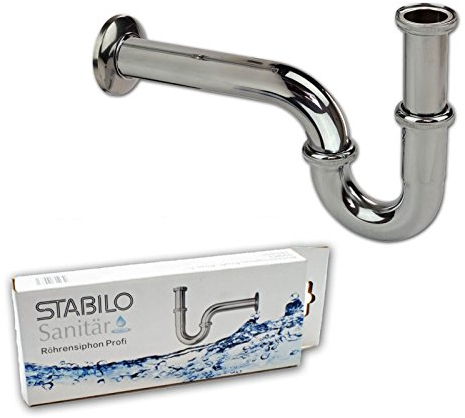 Stabilo-Sanitaer Edelstahl Röhrensiphon Röhrensifon 1 1/4 Zoll x 32 mm DN30 Siphon Syphon Sifon Abfluss Ablauf Geruchsverschluss Ablaufgarnitur verchromt