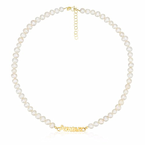 Córdoba Jewels | Kette in Sterling-Silber 925 Vergoldeter. Design Amour Perle Gold