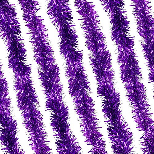 Rocking Party Dicke, breite Metallic-Weihnachts-Lametta-Dekoration (4 Meter, lila)