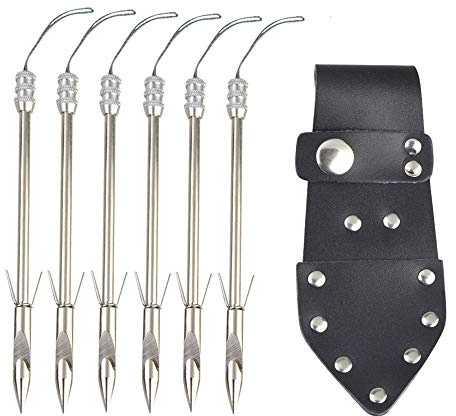 ZSHJG 6 stücke Edelstahl Angeln Jagdspitzen Bowfishing Dart Jagd Pfeilspitzen Tipps mit Gürteltasche für Jagd Schleuder (Typ 1)