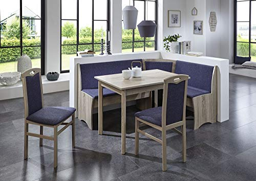 Beauty.Scouts Eckbankgruppe Thilo Tisch 105x68x75cm 2xStühle Buche massiv Truheneckbank Eiche Sonoma Dekor 165x125x82cm VAR. aufbaubar Essgruppe Kücheneckbank