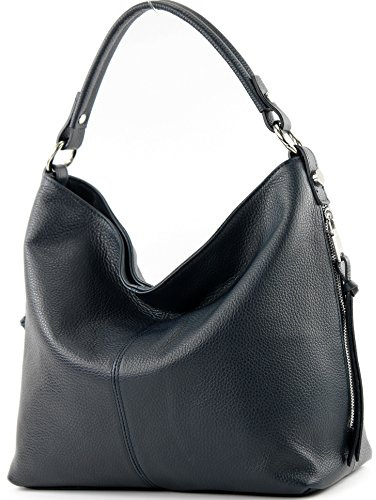 modamoda de T160 Damen Leder Schultertasche Groß, handmade in Italy