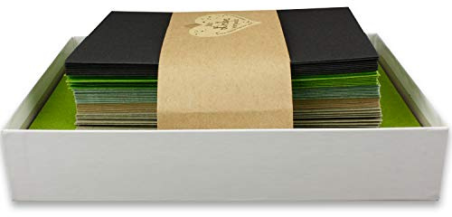 25x Farbige Karten blanko mit passendem Umschlag und Einlegeblätter in Creme in DIN A6/ DIN C6 - Vintage Krafpapier ideal für Einladungen und Geschenke