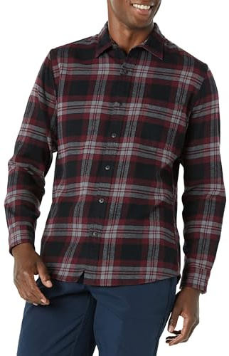 Amazon Essentials Uomo Camicia in Flanella Scozzese con Bottoni A Maniche Lunghe Sagomata