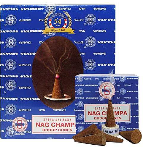 Nag Champa Incense Cones and Cone Incense Burner Bundle Insence Insense Satya Incense