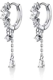 SLUYNZ 925 Sterling Silber CZ Creolen Tropfen für Frauen Damen Tropfen Huggie Ohrringe Tropfen Wassertropfen Ohrhänger Muttertagsgeschenk (Silber)