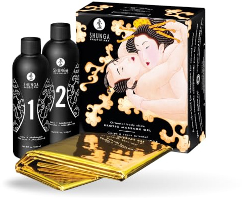 Body to Body Massage Gel Öl für Paare 2 x 250 ml erotische Massage von Shunga mit Aroma Melone & Mango