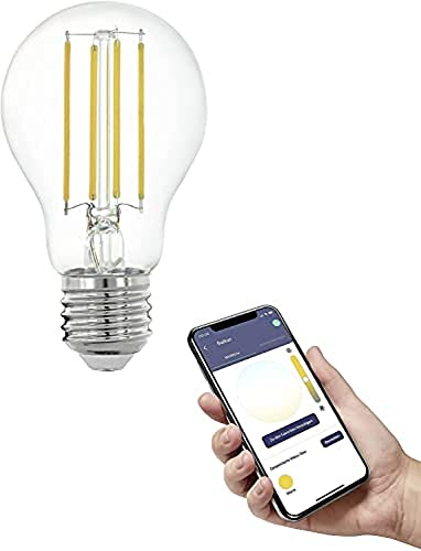 Eglo connect.z Smart Home lampadina Led E27, A60, ZigBee, app e controllo vocale, dimmerabile, bianco caldo, 806 lumen, 6 W, lampadina vintage chiara