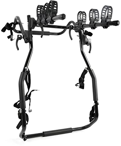HXFENA Fahrradträger,Fahrradhalter Hinten AutoträGer aus Kohlenstoffhaltigem Stahl Faltbar Geeignet FüR Einen SchräGheck SUV Van,Kann 3 FahrräDer AufhäNgen/Black/B