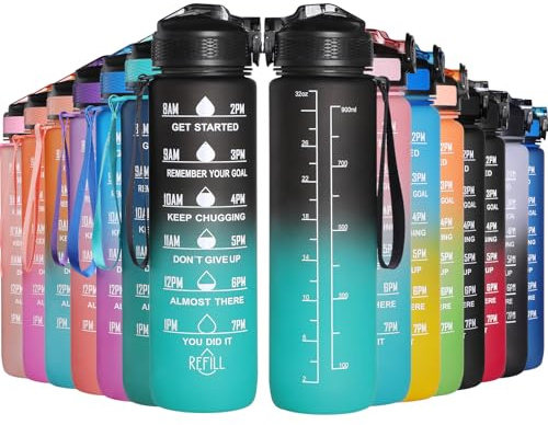 GeeRic Botella de Agua, Botella Agua Gimnasio con Pajita Portátil