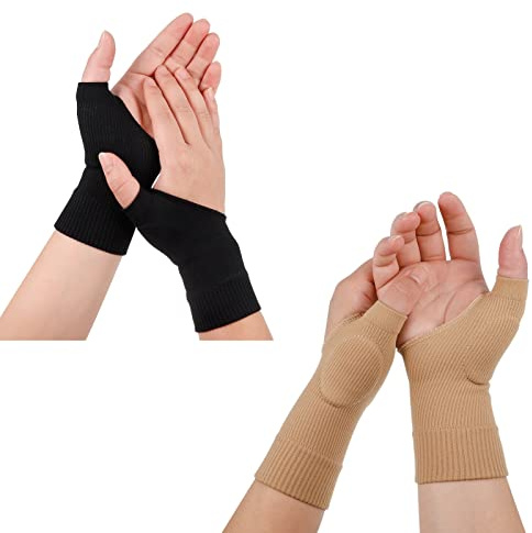 Dacitiery 2 Pairs Thumb Wrist Brace Support Compression Glove for Arthritis | Soft Comfortable with Padding Not Bulky or Restrictive Pain Relief for Sports Daily Wear