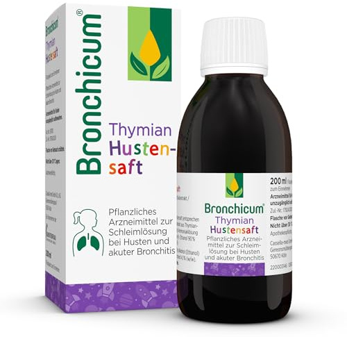 Bronchicum® Thymian Hustensaft | bei Husten & akuter Bronchitis | 200 ml | Für Säuglinge ab 1. Lebenstag, schleimlösend, beruhigt so die Bronchien, entzündungshemmend, pflanzlich, vegan, laktosefrei