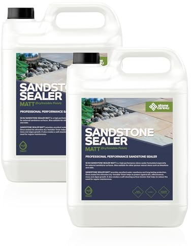 StoneCare4U - Sandstone Sealer Matt Finish - 2 x 5L - Dry Finish, Invisible, Exterior Natural Stone Sealant for Sandstone, Limestone, Slate & More. Outdoor Clear Sealant for Patio, Drive & Paths