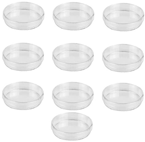 10 Pcs Plastic Petri Dish, Sterile Bacterial Culture Dish, Laboratory Plant Cell Tissue Petri Dish Accessories for Lab Supplies, School Science Equipment (Plastic-60mm-10Pcs)