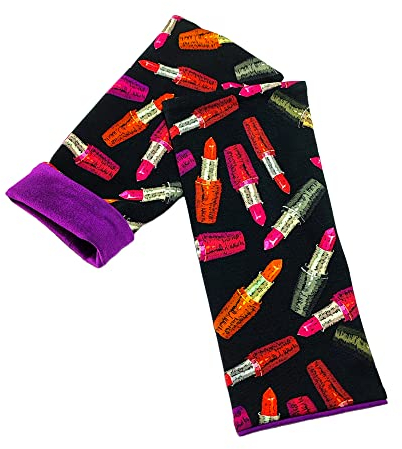 Britta Meier Pulswärmer, Midi-Arm-Stulpen, zum wenden geeignet, 2 Lagen Baumwolljersey (Schwarz-Lipsticks)