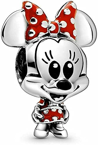 Breloque Minnie Mouse Disney en argent sterling 925 compatible avec Pandora et autres bracelets à breloques britanniques, Métal