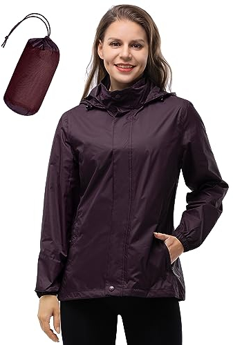 33 000 fot vattentät vikbar regnjacka med huva, lätt andningsaktiv vindjacka jacka, cykeljacka för kvinnor cykel sport utomhusjacka, Björnbär, L