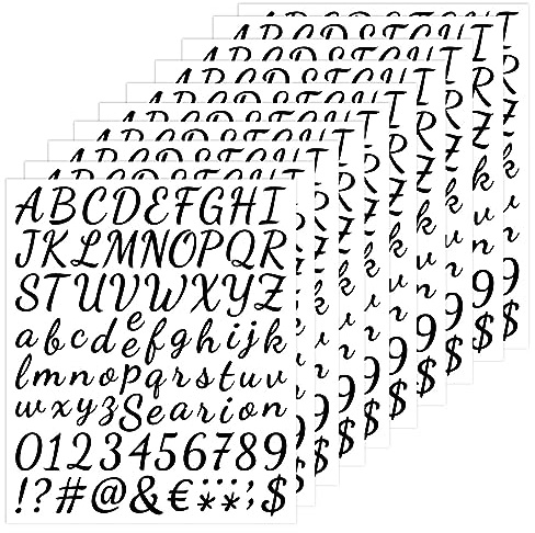 10 fogli adesivi con lettere e numeri in vinile, autoadesivi, lettere scritte a mano, per bambini, arte decorativa, artigianato fai da te