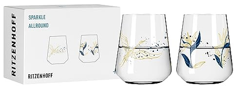 RITZENHOFF 3981001 Universalglas 2er-Set 500 ml - Sparkle Allround Nr. 1, Motiv mit irisierendem Effekt - Made in Germany