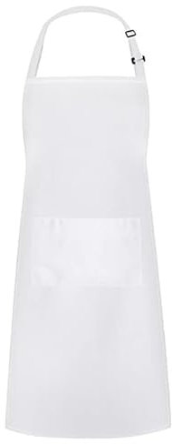Kitchen Apron Unisex Adjustable Bib Apron Chef Aprons with 2 Pockets Women Men Cooking Kitchen Chef Aprons for Home, Restaurant, Coffee house, BBQ - White