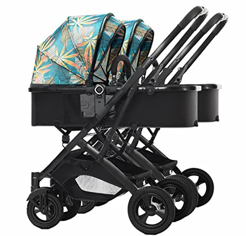 Doppel-Baby-Kinderwagen für Neugeborene, Zwillings-Kinderwagen für Säuglinge und Kleinkinder, abnehmbarer Wagen mit Moskitonetz, Grau, A, tragbarer, faltbarer Kinderwagen, 1 Stück, leicht und