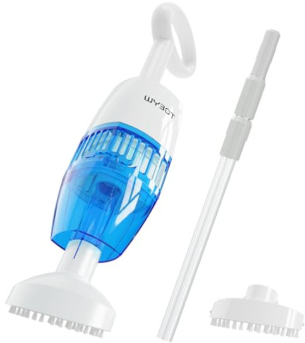 WYBOT - Aspiradora inalámbrica para piscina con dos cabezales de vacío, poste telescópico, limpiador de piscina recargable de mano para limpieza profunda con potente succión, ideal para piscinas sobre