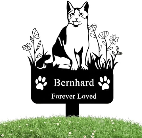 Personalisierter Katzennamen-Gedenk-Grabpfahl-Marker, Personalisierter Katzengarten-Metallpfahl, Katzen-Gedenk-Metallschild, Personalisierter Katzen-Gedenkpfahl, Outdoor-Katzengarten-Dekoration