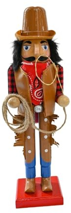 Colcolo Wooden Nutcracker Christmas Decoration Crafts Wood Doll Christmas Nutcracker Nutcracker Figurine for Holiday Bedroom, Cowboy