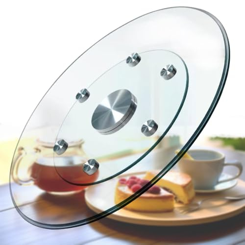QSPNVFB Piano Girevole Rotondo in Vetro 100cm, Vassoio da Portata per Tavolo da Pranzo, Giradischi Girevole A 360º per Decorare E Servire Tortiera Vetro(40 inch(100cm))