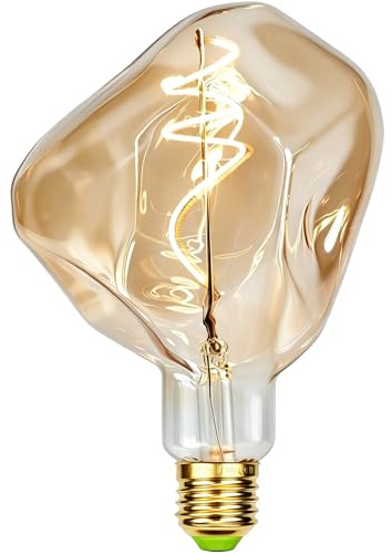 TIANFAN Vintage LED-Glühbirne G125, speziell geformter Stein, 2000 Kelvin, 4 W, dimmbar, 220–240 V, dekorative Edison-Glühbirne E27