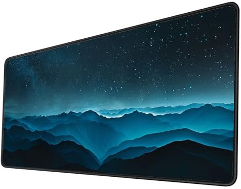 Gaming Mouse Pad Blue Black Mouse Mat XXL 600x300x3mm Extended Large Mousepad with Non-slip Rubber Base, Stitched Edge Waterproof Desk Mat, Desk Pad for Gaming Office Keyboard, Birthday Gifts for Men